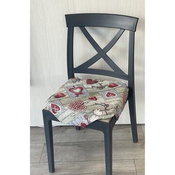 Coprisedia con Aletta 40x40 cm - Fantasia Cuori Rossi - Marino fa Mercato