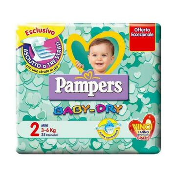 Pampers Pannolini Baby Dry taglia 2 mini 3-6 kg 24 pz