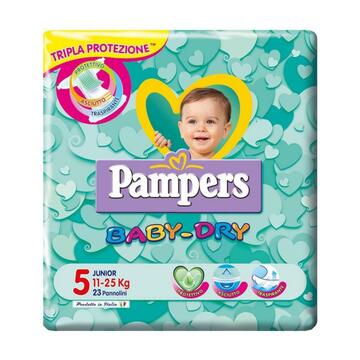 Pampers Pannolini Baby Dry taglia 5 junior 11-25 kg 17 pz