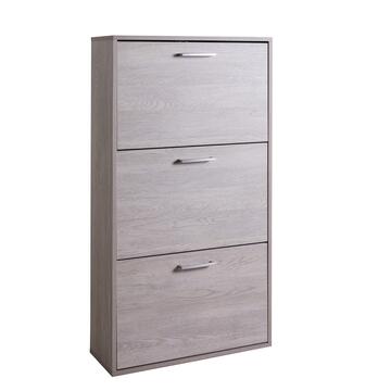 Scarpiera Doppio Scompartimento 3 Ante Rovere Gessato 65x119x25cm Marino fa Mercato