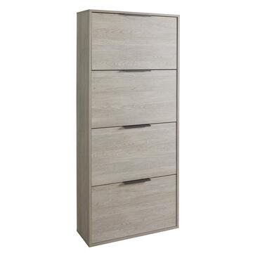 Scarpiera Doppio Scompartimento 4 Ante Rovere Gessato 65x157x25cm Marino fa Mercato