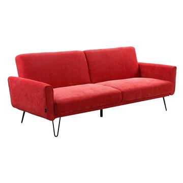 Divano Letto Zeno 3 Posti Reclinabile in Tessuto Rosso 203x80x80cm Marino fa Mercato