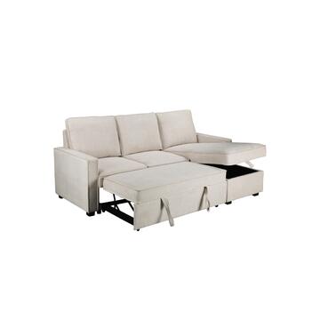 Divano Prisco 3 Posti + Chaise Longue, Reversibile - Beige