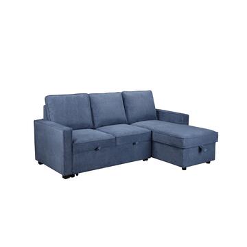 Divano Prisco 3 Posti + Chaise Longue, Reversibile - Blu Marino fa Mercato