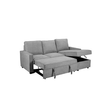 Divano Prisco 3 Posti + Chaise Longue, Reversibile - Grigio