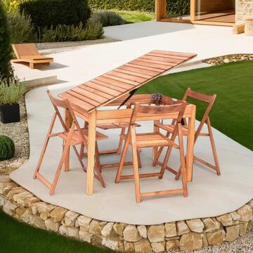 Set da giardino con tavolo e 4 sedie in legno