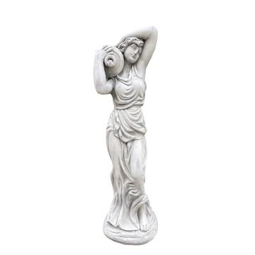 Statua da giardino donna con orcio in argilla fibrosa